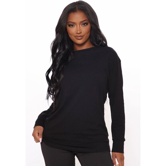 Fashion Nova ✦ You Chose Long Sleeve Tunic Top ✦ Bold Graphic Back Black XS/S NW - Picture 2 of 2